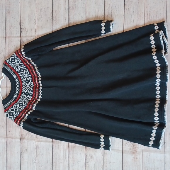 Hanna Andersson knot sweater dress. Navy blue wite and red. Girls 10 (140) - Picture 4 of 4